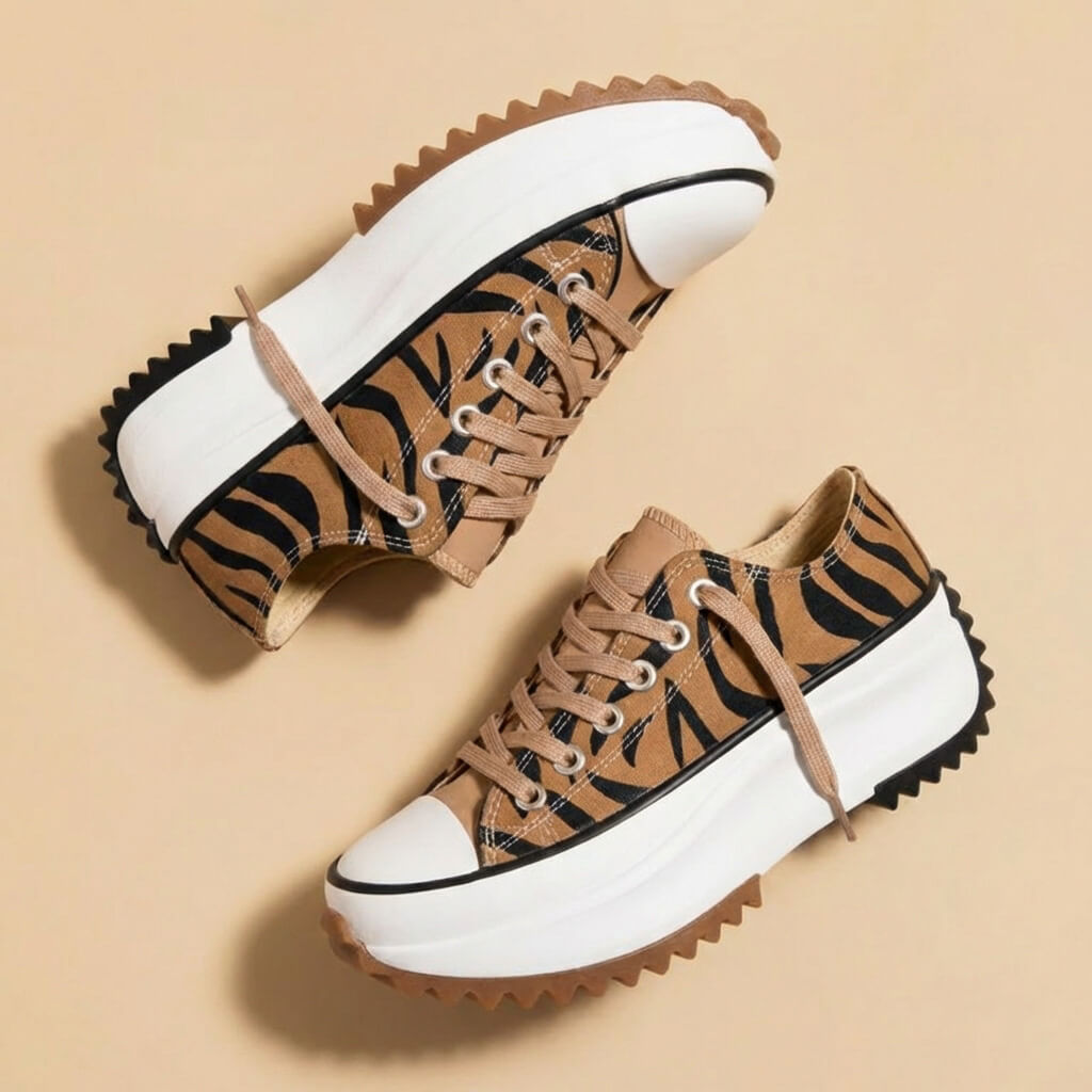 Women's Platform Sneakers - Chunky Sole Canvas Trainers