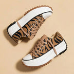 Women's Platform Sneakers - Chunky Sole Canvas Trainers
