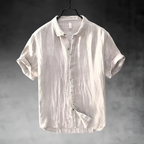 Men's Pure Linen Shirt - Short Sleeve Beach Button Down