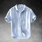 Men's Pure Linen Shirt - Short Sleeve Beach Button Down