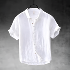 Men's Pure Linen Shirt - Short Sleeve Beach Button Down