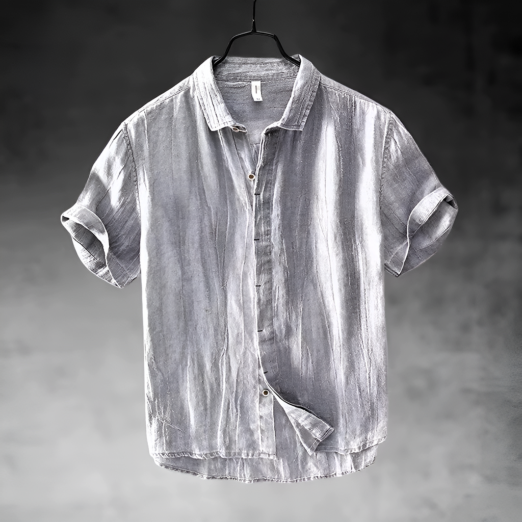Men's Pure Linen Shirt - Short Sleeve Beach Button Down