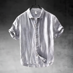 Men's Pure Linen Shirt - Short Sleeve Beach Button Down