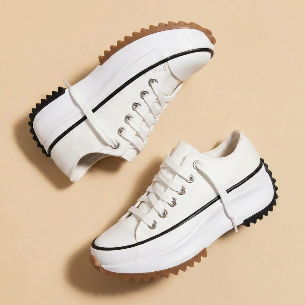 Women's Platform Sneakers - Chunky Sole Canvas Trainers