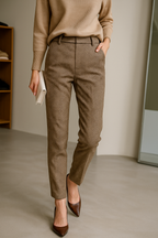 Women's Wool Trousers - Tailored High Waist Pants