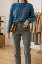 Women's Wool Trousers - Tailored High Waist Pants