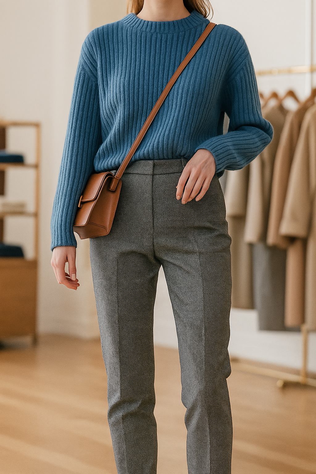 Women's Wool Trousers - Tailored High Waist Pants