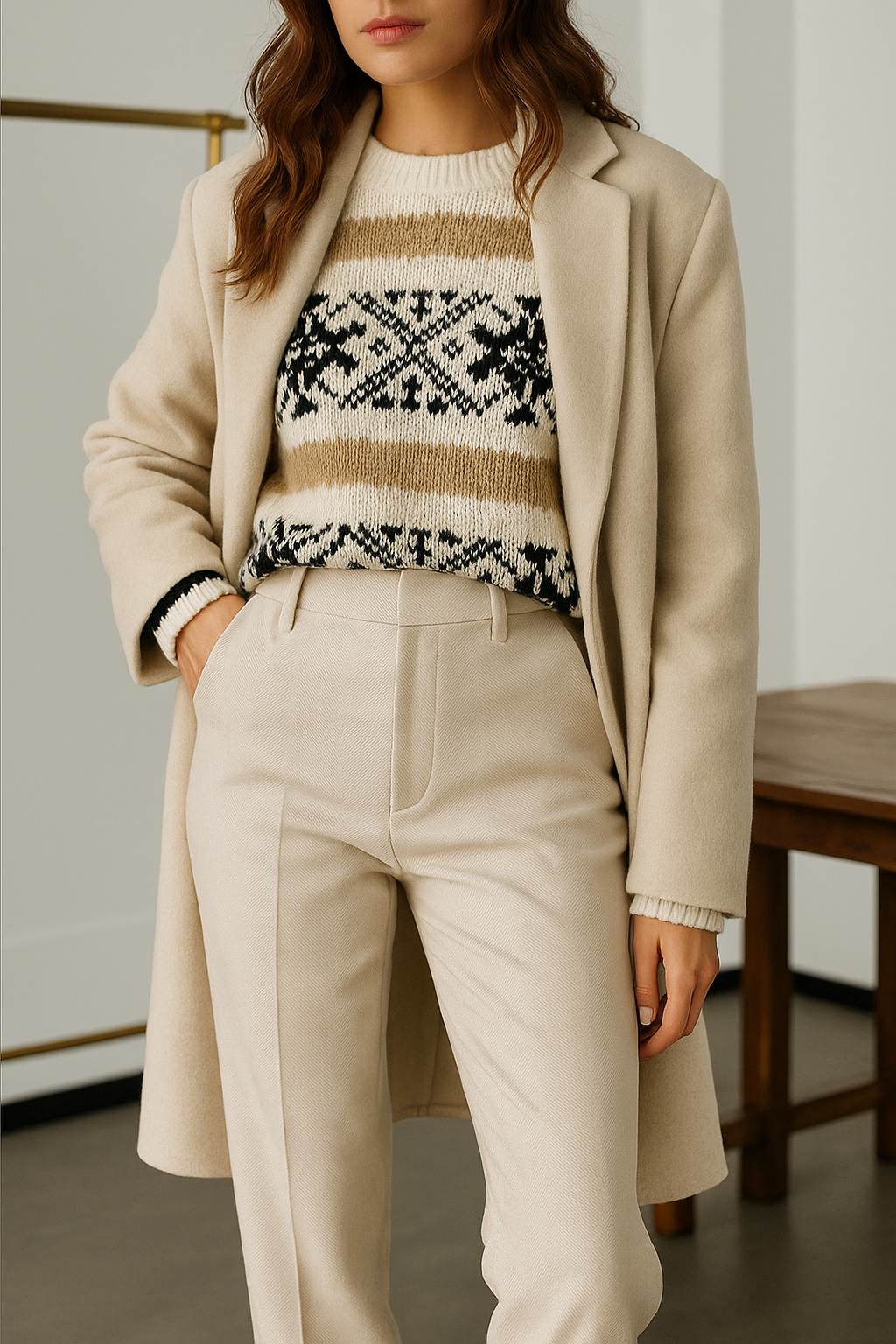 Women's Wool Trousers - Tailored High Waist Pants