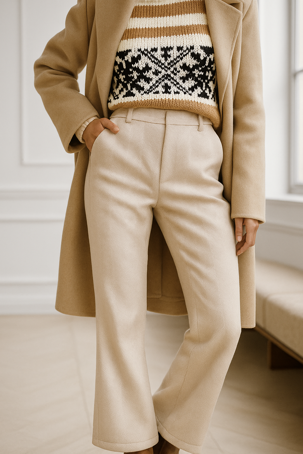 Women's Wool Trousers - Tailored High Waist Pants