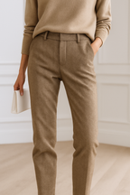 Women's Wool Trousers - Tailored High Waist Pants